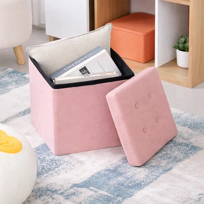Gambar Informa Bangku Ottoman Lipat Fabric Velvet - Pink