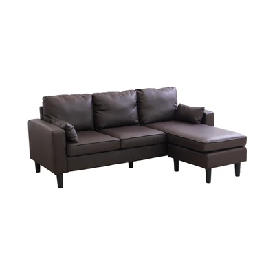 Gambar Selma Leander Sofa Modular Sudut Kulit - Cokelat