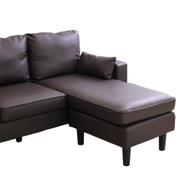 Gambar Selma Leander Sofa Modular Sudut Kulit - Cokelat