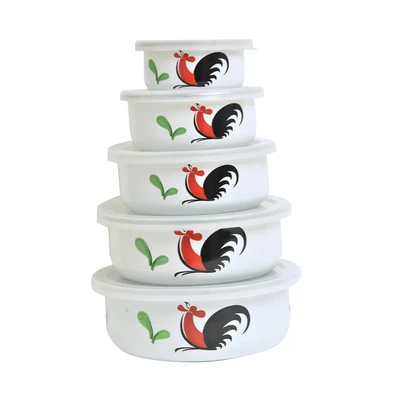 Gambar Kichero Mangkuk Saji Kukuruyuk Set 5 pcs - Putih