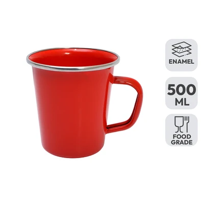Gambar Kichero Latte Mug Enamel 500 ml - Merah