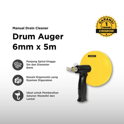 Gambar Krisbow Drain Cleaner 6mmx5m Drum Auger - Kuning