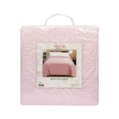 Gambar Arthome 150x200 Cm Selimut Quilt Bunga - Pink