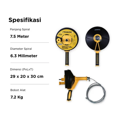 Gambar Krisbow Pembersih Saluran Pipa Dengan Drill Shaft 7.5 mr - Kuning