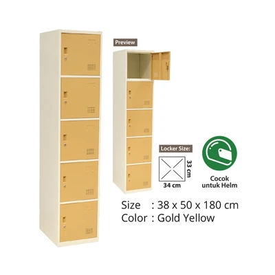 Gambar Krisbow Loker 5 Pintu Single Column - Kuning