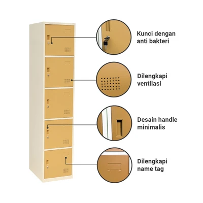 Gambar Krisbow Loker 5 Pintu Single Column - Kuning