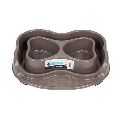 Gambar M-Pets Tempat Makan Hewan Double 500 ml - Abu-Abu