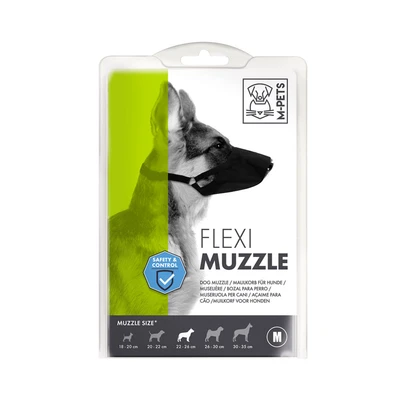 Gambar M-Pets Flexi Penutup Moncong Anjing Ukuran M - Hitam
