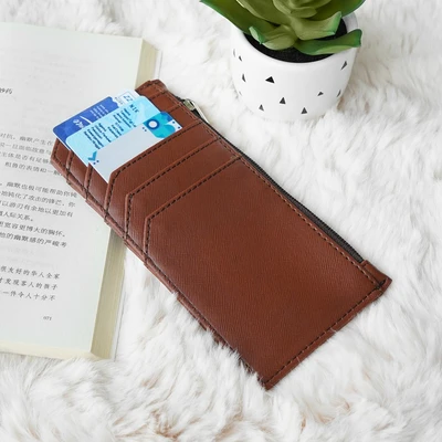 Gambar Ataru Dompet Kartu Dengan Zipper - Cokelat