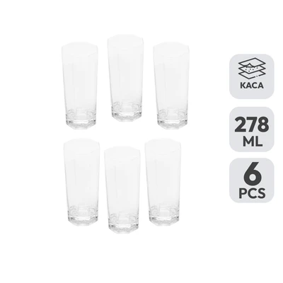 Gambar Kris Gelas Kaca 278 ml Set 6 Pcs Transparan