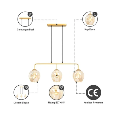 Gambar Informa Horn Lampu Gantung Hias 3L - Amber