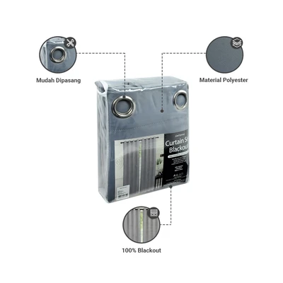 Gambar Informa Set Gorden Blackout 135x250 cm 2 Pcs - Abu-Abu