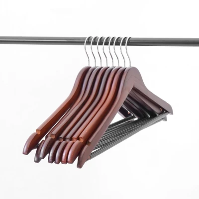 Gambar Stora 44.5 Cm Set 8 Pcs Hanger Kayu & Pvc Dengan Tube - Cokelat