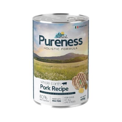 Gambar Alps Natural Makanan Anjing Basah All Life Stages Pureness Pork 400 gr