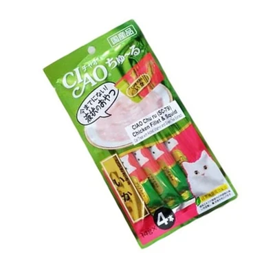 Gambar Ciao Makanan Kucing Basah Chicken Fillet Squid 56 gr
