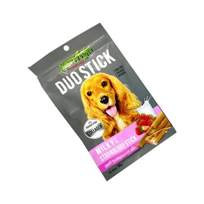 Gambar JerHigh Camilan Anjing Stick Duo Milky Strawberry 50 gr