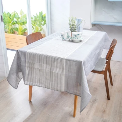 Gambar Informa Taplak Meja Polyester Yarn Dyed 140x200 cm - Abu-Abu