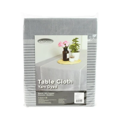Gambar Informa Taplak Meja Polyester Yarn Dyed 140x200 cm - Abu-Abu