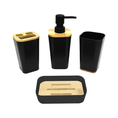 Gambar Stora Set 4 Pcs Perlengkapan Kamar Mandi Ps - Hitam