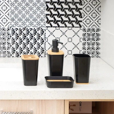 Gambar Stora Set 4 Pcs Perlengkapan Kamar Mandi Ps - Hitam