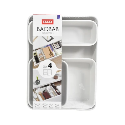 Gambar Tatay Keranjang Penyimpanan 24.7x33.6x6 cm Set 4 pcs - Putih
