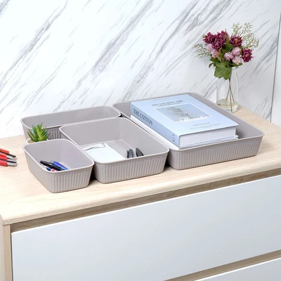 Gambar Tatay Keranjang Penyimpanan 24.7x33.6x6 cm Set 4 pcs - Taupe