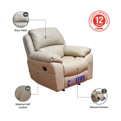 Gambar Cheers Maurice Sofa Recliner Kulit 1 Seater - Cokelat