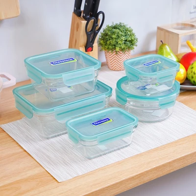 Gambar Glasslock Fancy Wadah Makanan Rectangular 480 ml - Hijau