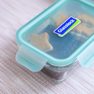 Gambar Glasslock Fancy Wadah Makanan Rectangular 480 ml - Hijau