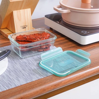 Gambar Glasslock Fancy Wadah Makanan Rectangular 970 ml - Hijau