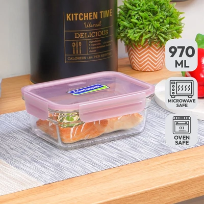Gambar Glasslock Fancy Wadah Makanan Rectangular 970 ml - Ungu
