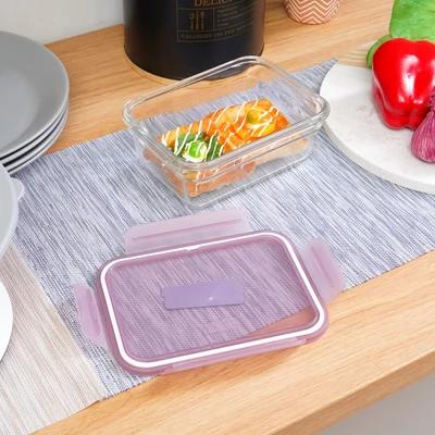 Gambar Glasslock Fancy Wadah Makanan Rectangular 970 ml - Ungu