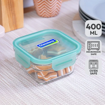 Gambar Glasslock Fancy Wadah Makanan Square 400 ml - Hijau