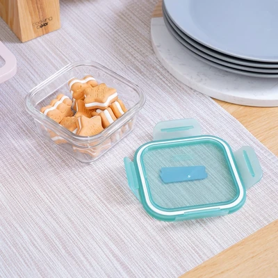 Gambar Glasslock Fancy Wadah Makanan Square 400 ml - Hijau