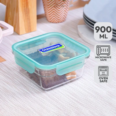 Gambar Glasslock Fancy Wadah Makanan Square 900 ml - Hijau