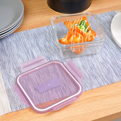 Gambar Glasslock Fancy Wadah Makanan Square 900 ml - Ungu