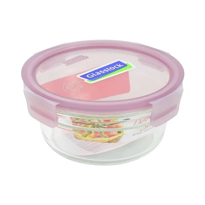 Gambar Glasslock Fancy Wadah Makanan Tempered Glass Round 450 ml - Ungu