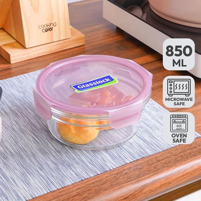 Gambar Glasslock Fancy Wadah Makanan Round 850 ml - Ungu