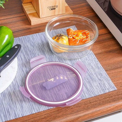 Gambar Glasslock Fancy Wadah Makanan Round 850 ml - Ungu