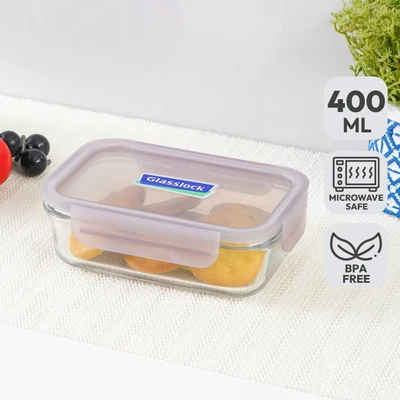 Gambar Glasslock Basic Wadah Makanan Rectangular 400 ml - Ungu