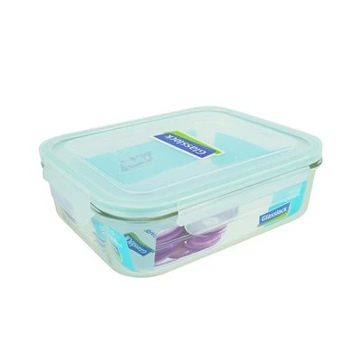 Gambar Glasslock 2 Ltr Basic Wadah Makanan Rectangular - Ungu/biru