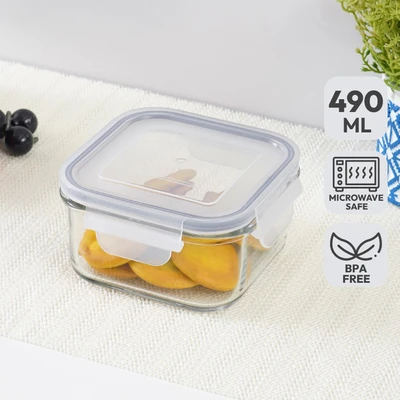 Gambar Glasslock Basic Wadah Makanan Square 490 ml - Ungu
