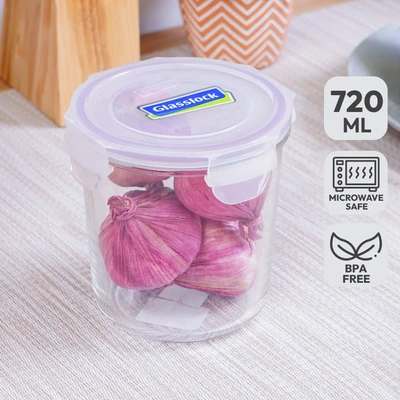 Gambar Glasslock Basic Wadah Makanan Kaca Tall 720 ml Transparan - Ungu