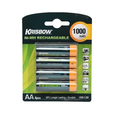 Gambar Krisbow Set 4 Pcs Baterai Rechargeable Size Aa 1000 Mah