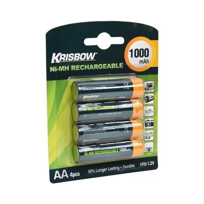 Gambar Krisbow Set 4 Pcs Baterai Rechargeable Size Aa 1000 Mah