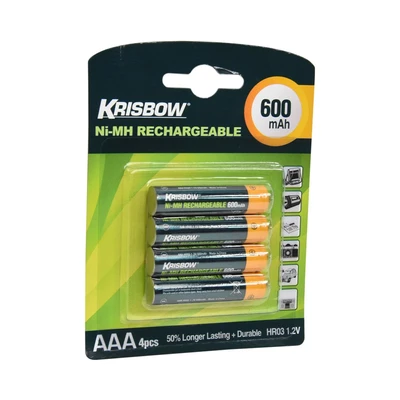 Gambar Krisbow Set 4 Pcs Baterai Rechargeable Size Aaa 600 Mah