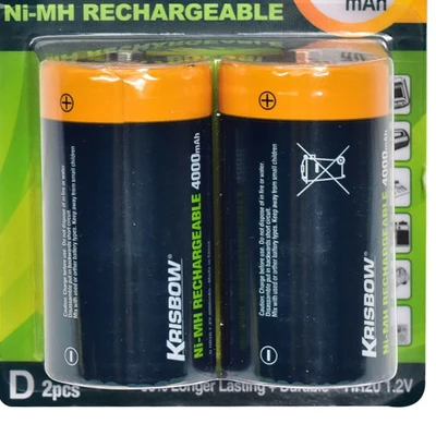 Gambar Krisbow Set Baterai Rechargeable Size D 4000 Mah 2 Pcs