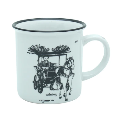 Gambar Kopin Porcelain 8 cm Mug Keramik Traditional Transportasi - Putih