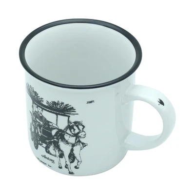 Gambar Kopin Porcelain 8 cm Mug Keramik Traditional Transportasi - Putih