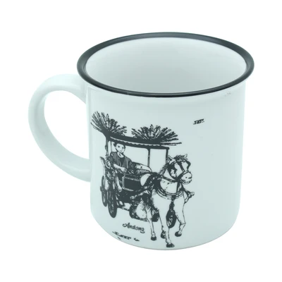 Gambar Kopin Porcelain 8 cm Mug Keramik Traditional Transportasi - Putih
